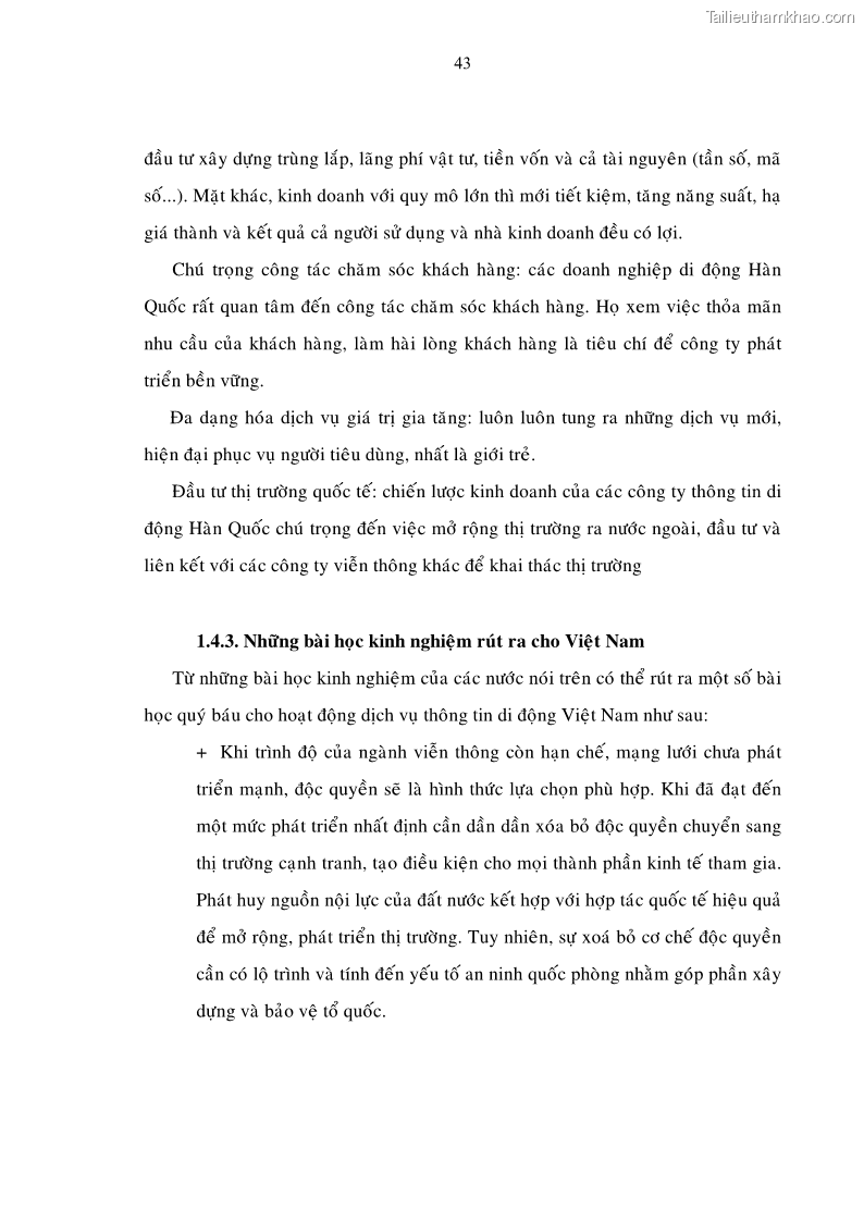 Luận án tiến sĩ Phát triển hoạt động dịch vụ thông tin di động tại Tập đoàn Bưu chính Viễn thông Việt Nam đến năm 2020 - 8 Trang 43