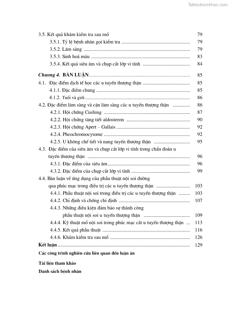 Luận án tiến sĩ y học Nghiên cứu chẩn đoán và điều trị phẫu thuật nội soi các u tuyến thượng thận lành tính tại bệnh viện Việt Đức giai đoạn 1998 - 2005 - 2 Trang 7