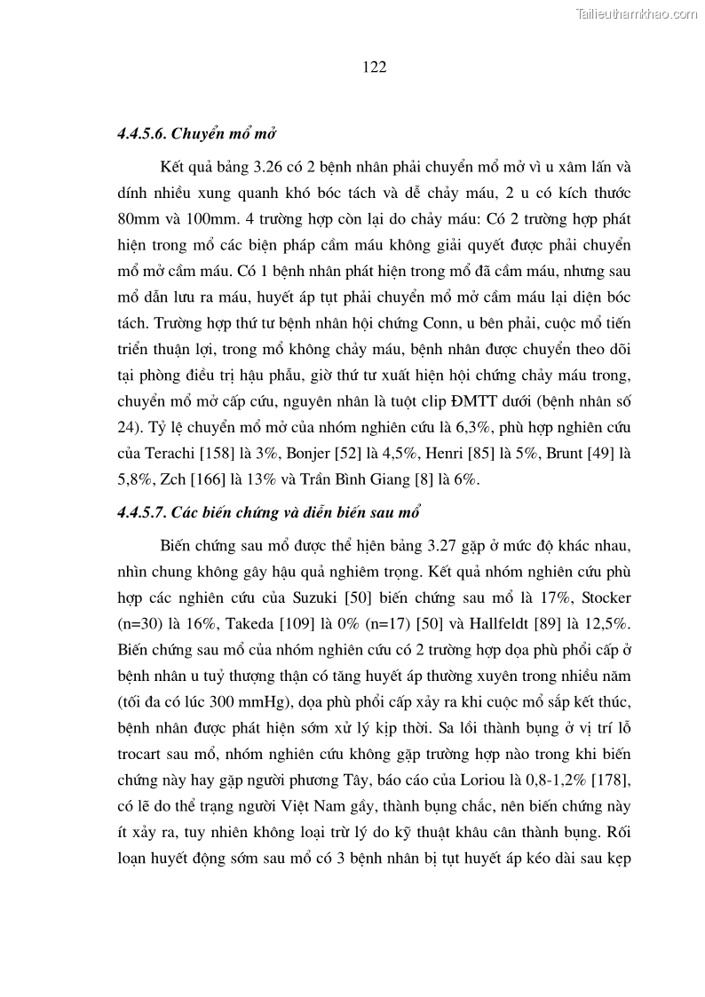 Luận án tiến sĩ y học Nghiên cứu chẩn đoán và điều trị phẫu thuật nội soi các u tuyến thượng thận lành tính tại bệnh viện Việt Đức giai đoạn 1998 - 2005 - 23 Trang 133