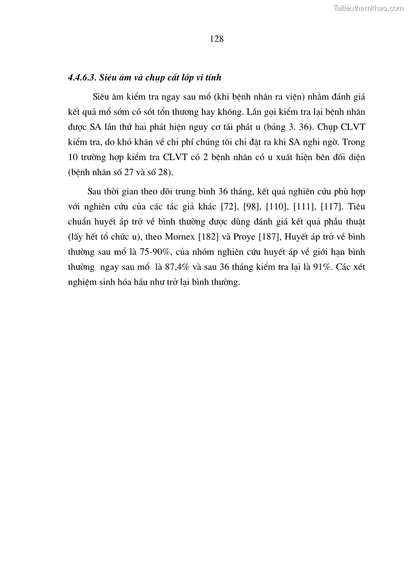 Luận án tiến sĩ y học Nghiên cứu chẩn đoán và điều trị phẫu thuật nội soi các u tuyến thượng thận lành tính tại bệnh viện Việt Đức giai đoạn 1998 - 2005 - 24 Trang 139