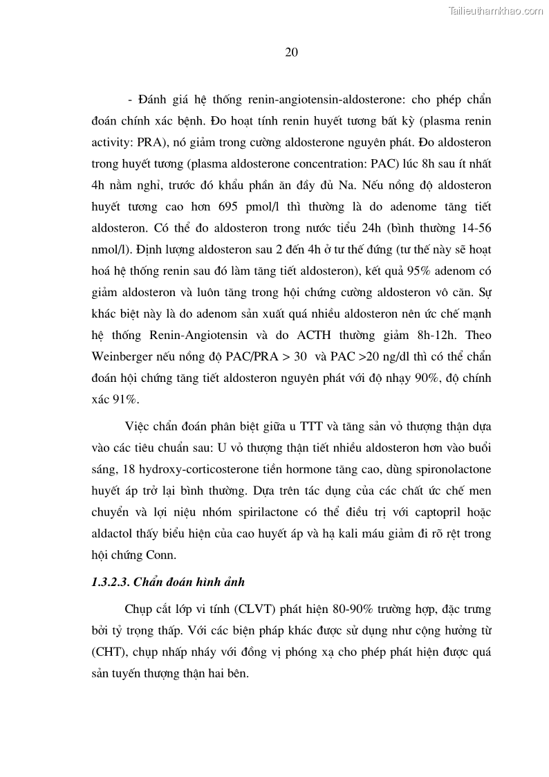 Luận án tiến sĩ y học Nghiên cứu chẩn đoán và điều trị phẫu thuật nội soi các u tuyến thượng thận lành tính tại bệnh viện Việt Đức giai đoạn 1998 - 2005 - 6 Trang 31