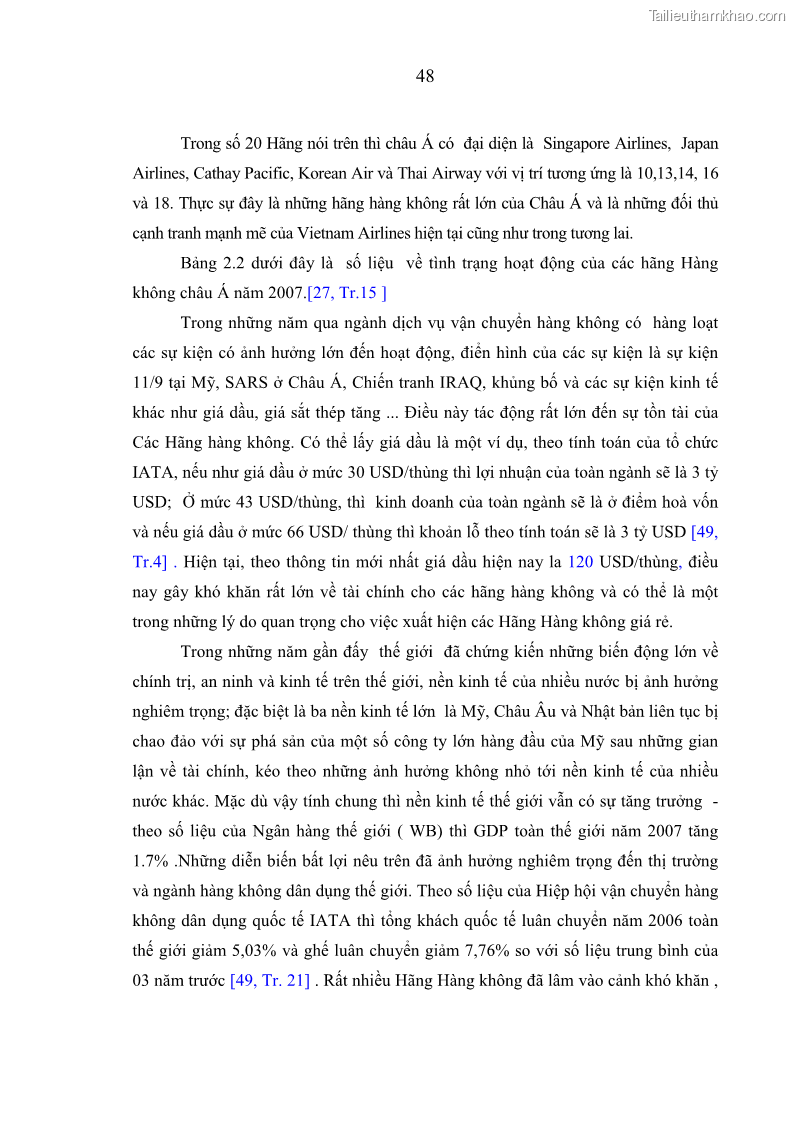 Luận án tiến sĩ kinh tế Các giải pháp Marketing nhằm tăng sức cạnh tranh trong kinh doanh vận chuyển hành khách của Hãng Hàng không Quốc gia Việt Nam - 10 Trang 55