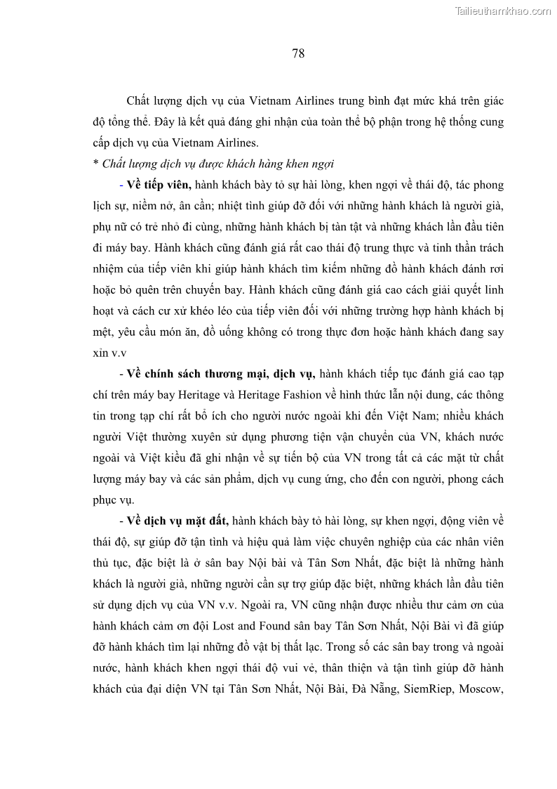 Luận án tiến sĩ kinh tế Các giải pháp Marketing nhằm tăng sức cạnh tranh trong kinh doanh vận chuyển hành khách của Hãng Hàng không Quốc gia Việt Nam - 15 Trang 85