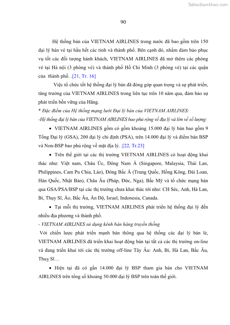 Luận án tiến sĩ kinh tế Các giải pháp Marketing nhằm tăng sức cạnh tranh trong kinh doanh vận chuyển hành khách của Hãng Hàng không Quốc gia Việt Nam - 17 Trang 97