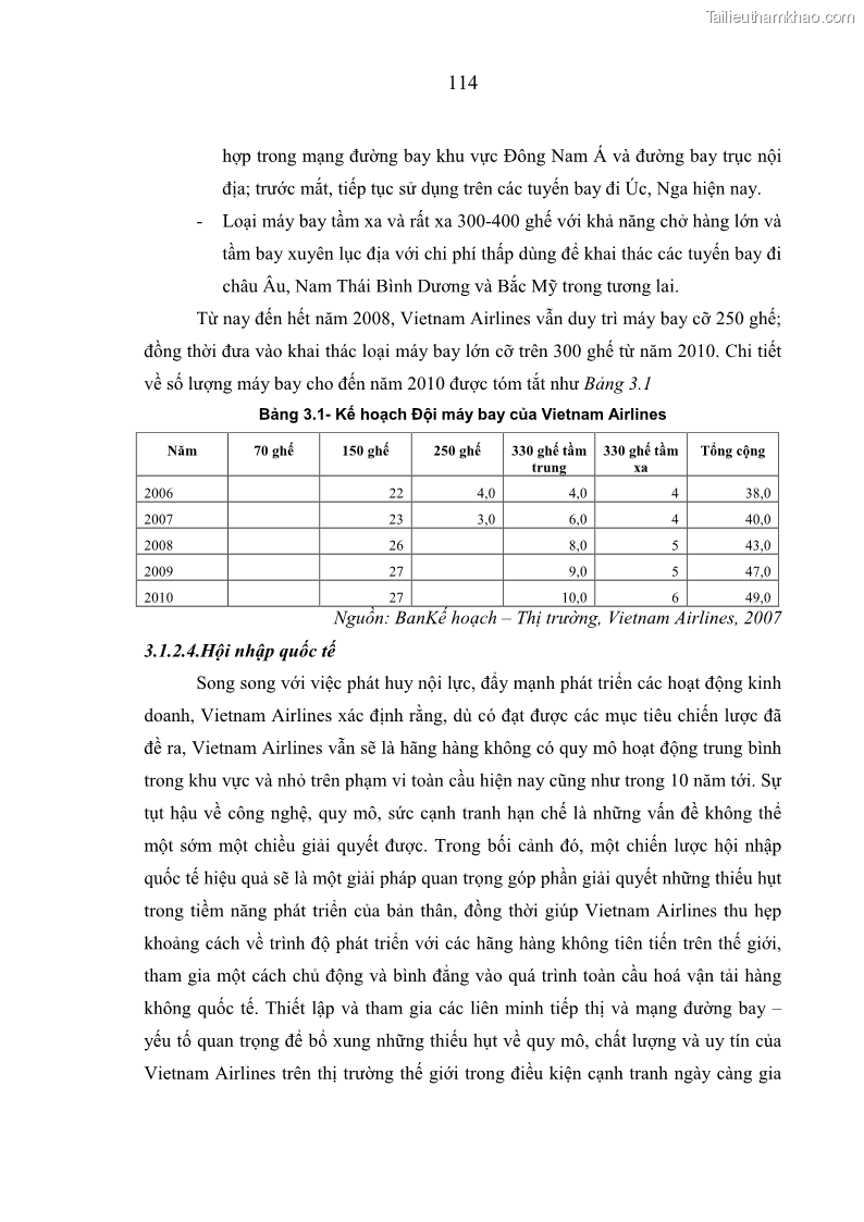Luận án tiến sĩ kinh tế Các giải pháp Marketing nhằm tăng sức cạnh tranh trong kinh doanh vận chuyển hành khách của Hãng Hàng không Quốc gia Việt Nam - 21 Trang 121