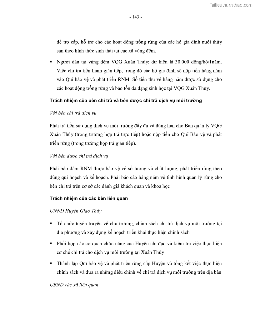 Luận án tiến sĩ kinh tế Giá trị kinh tế của tài nguyên đất ngập nước tại cửa sông Ba Lạt tỉnh Nam Định - 26 Trang 151