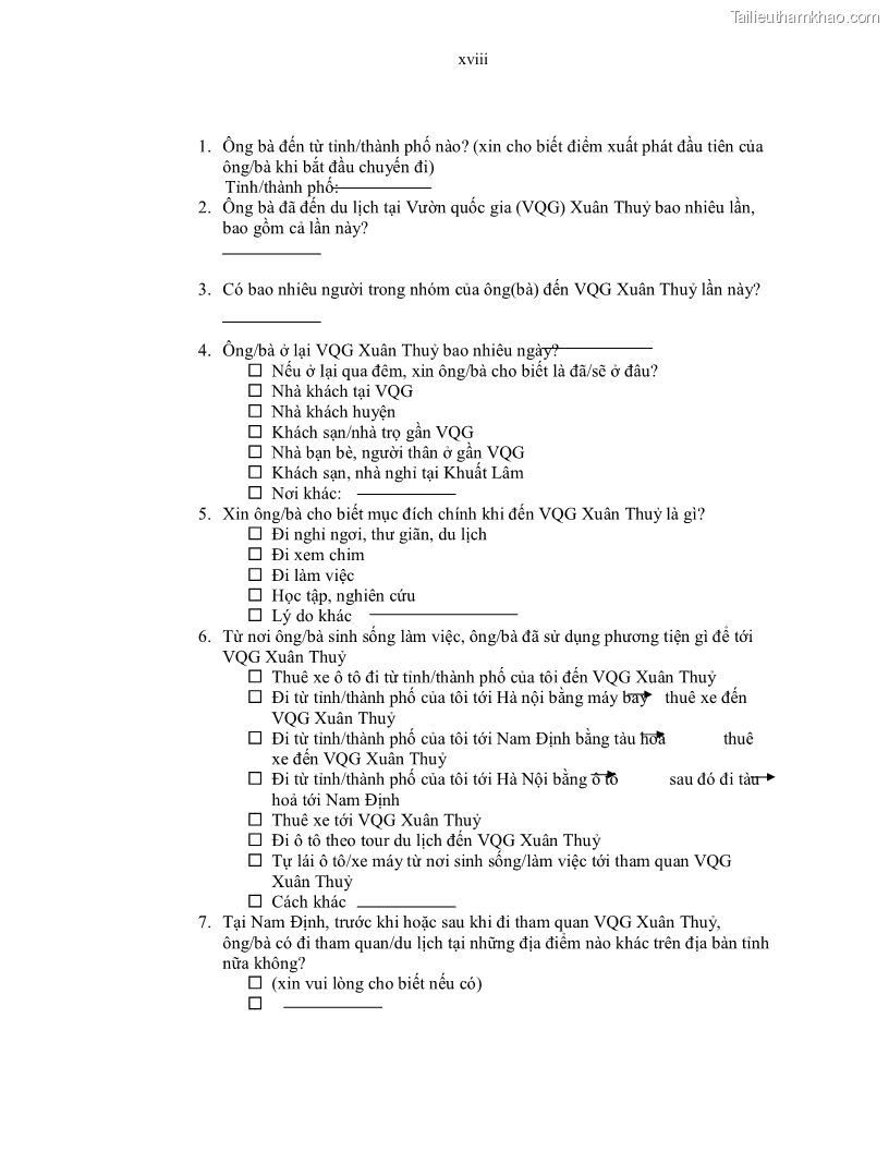 Luận án tiến sĩ kinh tế Giá trị kinh tế của tài nguyên đất ngập nước tại cửa sông Ba Lạt tỉnh Nam Định - 31 Trang 181