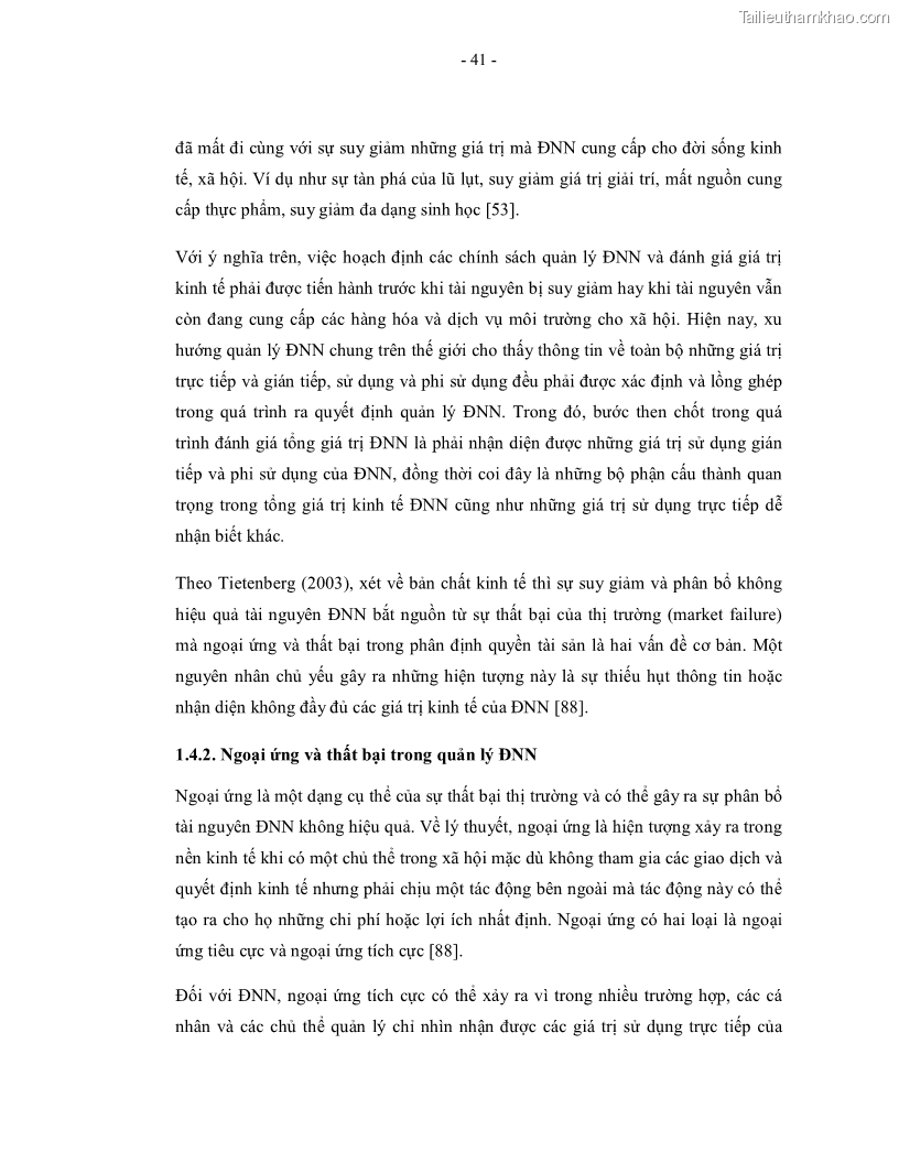 Luận án tiến sĩ kinh tế Giá trị kinh tế của tài nguyên đất ngập nước tại cửa sông Ba Lạt tỉnh Nam Định - 9 Trang 49