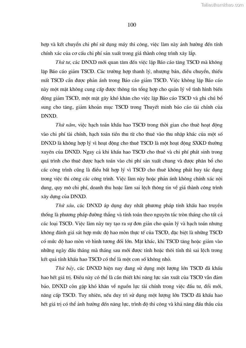 Luận án tiến sĩ kinh tế Hoàn thiện hạch toán tài sản cố định nhằm tăng cường quản lý tài sản cố định trong các doanh nghiệp xây dựng Việt Nam - 19 Trang 109