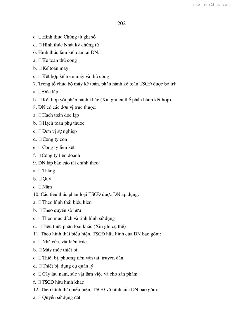 Luận án tiến sĩ kinh tế Hoàn thiện hạch toán tài sản cố định nhằm tăng cường quản lý tài sản cố định trong các doanh nghiệp xây dựng Việt Nam - 36 Trang 211