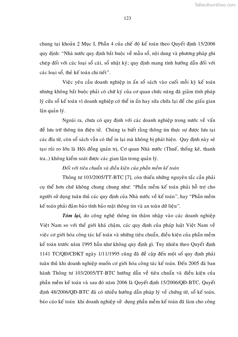Luận án tiến sĩ kinh tế Một số giải pháp nâng cao chất lượng tổ chức sử dụng phần mềm kế toán doanh nghiệp Việt Nam - 13 Trang 73