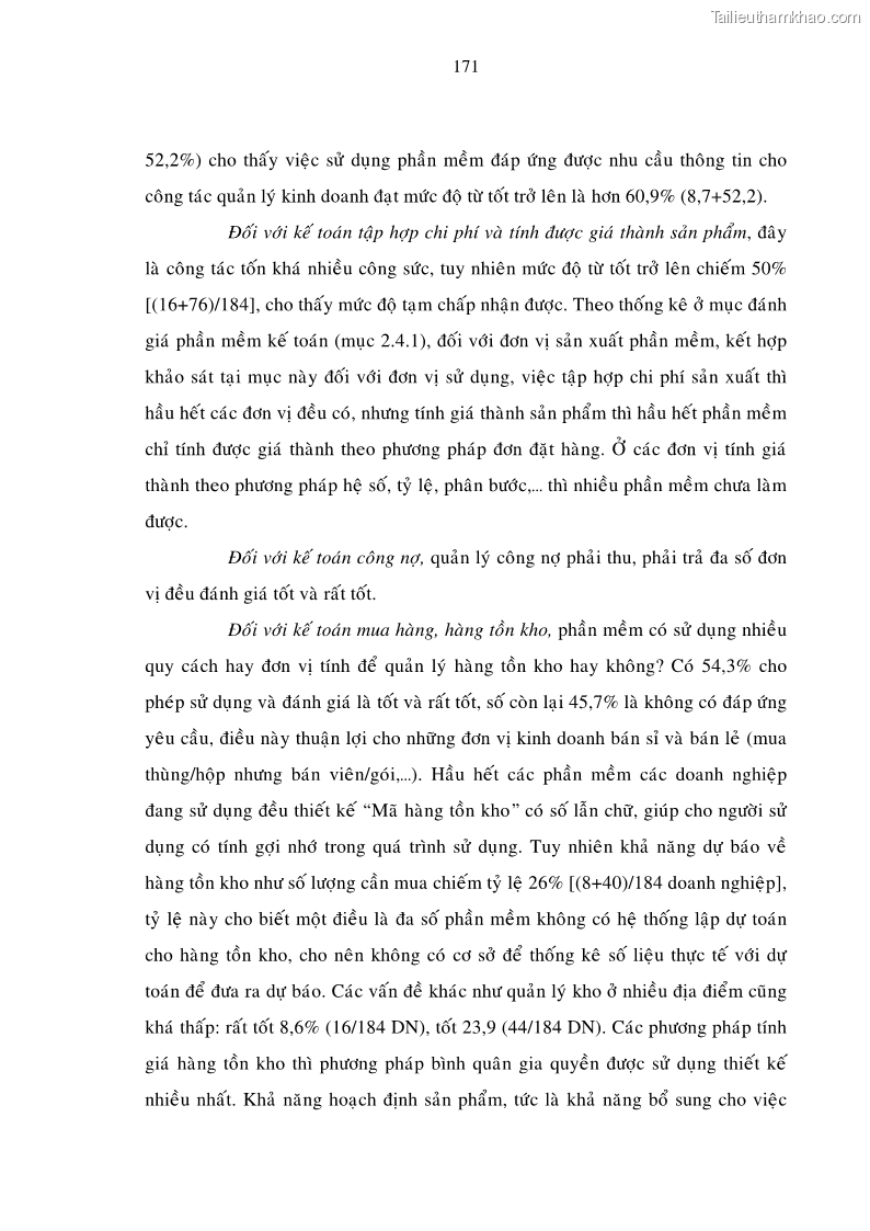 Luận án tiến sĩ kinh tế Một số giải pháp nâng cao chất lượng tổ chức sử dụng phần mềm kế toán doanh nghiệp Việt Nam - 21 Trang 121