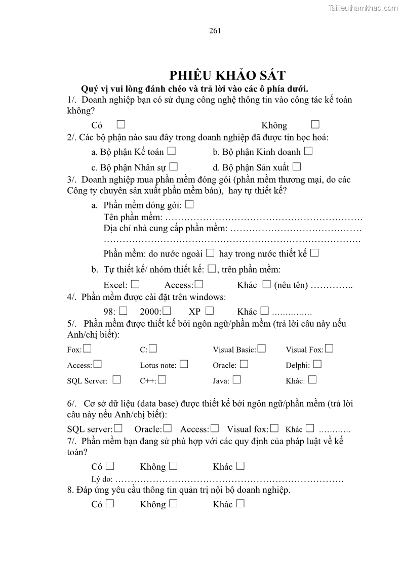 Luận án tiến sĩ kinh tế Một số giải pháp nâng cao chất lượng tổ chức sử dụng phần mềm kế toán doanh nghiệp Việt Nam - 36 Trang 211