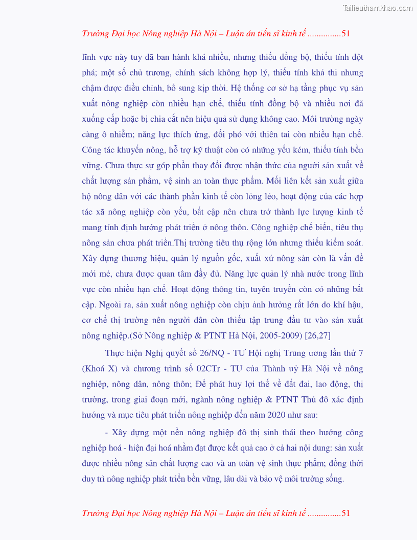 Luận án tiến sĩ kinh tế Nghiên cứu giải pháp phát triển bền vững rau an toàn ở Hà Nội - 12 Trang 67