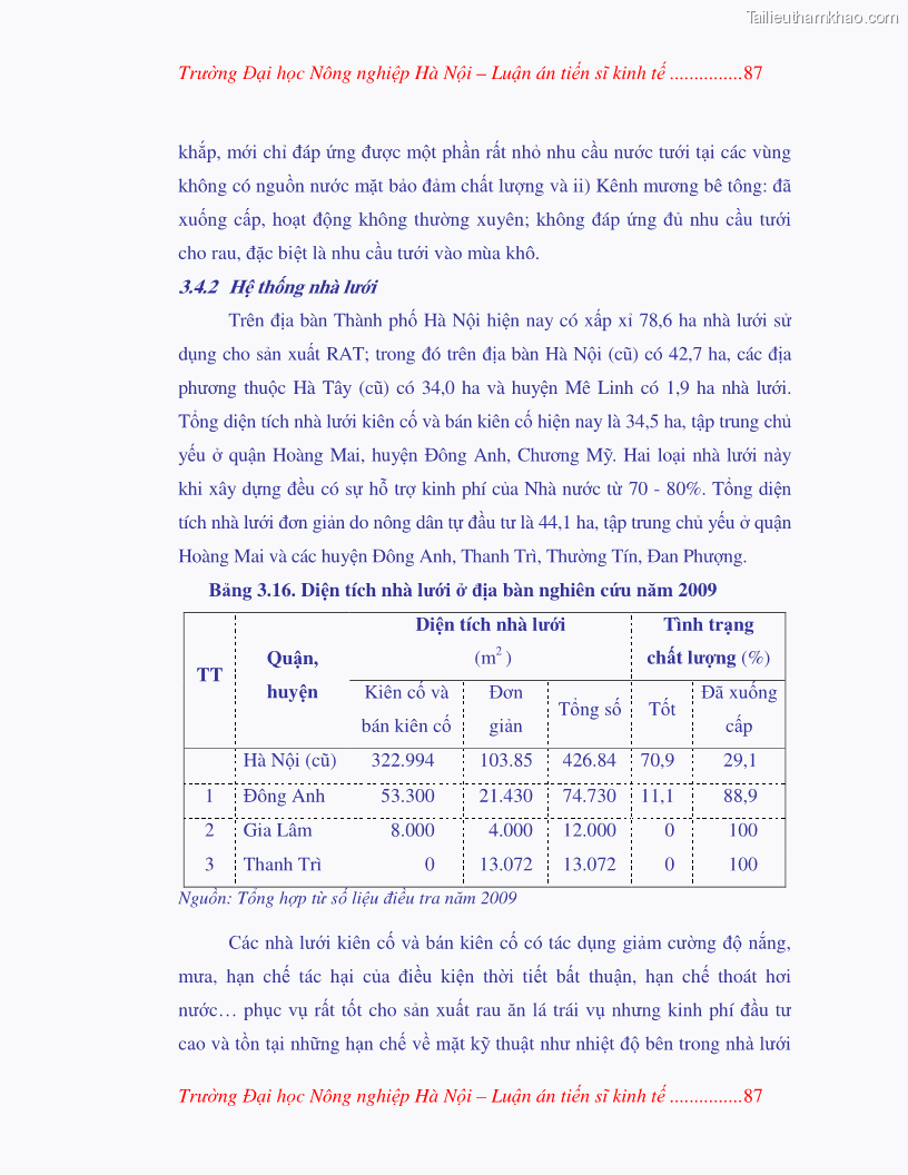 Luận án tiến sĩ kinh tế Nghiên cứu giải pháp phát triển bền vững rau an toàn ở Hà Nội - 18 Trang 103