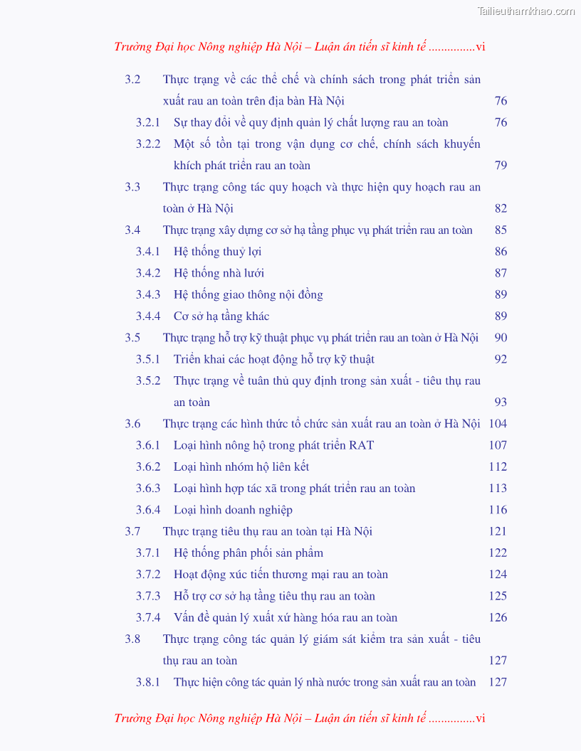 Luận án tiến sĩ kinh tế Nghiên cứu giải pháp phát triển bền vững rau an toàn ở Hà Nội - 2 Trang 7