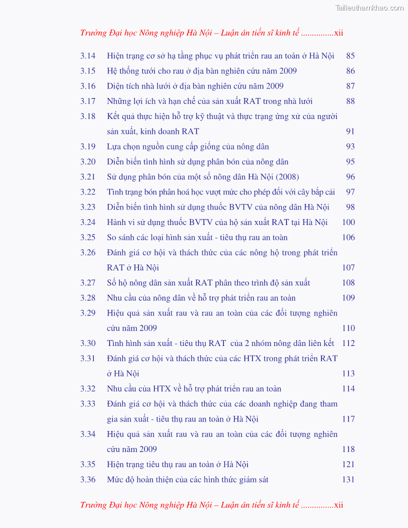 Luận án tiến sĩ kinh tế Nghiên cứu giải pháp phát triển bền vững rau an toàn ở Hà Nội - 3 Trang 13