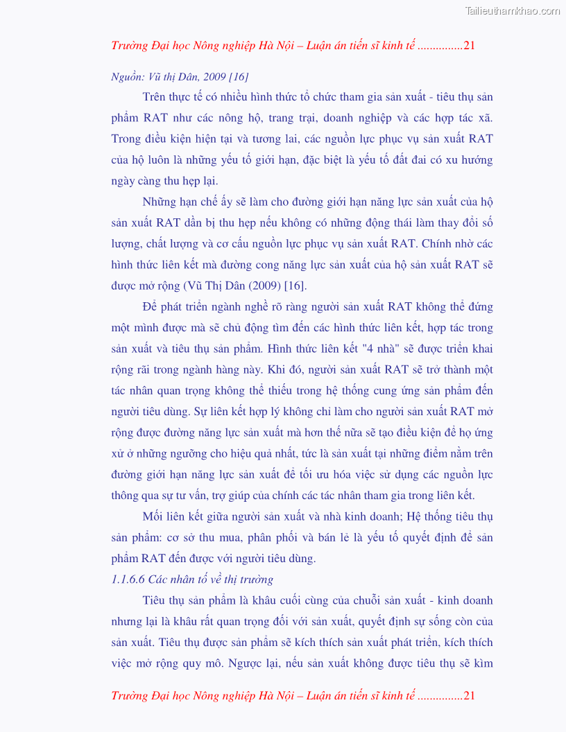 Luận án tiến sĩ kinh tế Nghiên cứu giải pháp phát triển bền vững rau an toàn ở Hà Nội - 7 Trang 37