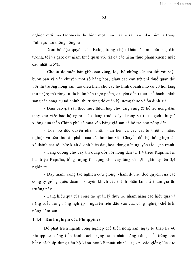 Luận án tiến sĩ kinh tế Phát triển công nghiệp chế biến nông, lâm sản trên địa bàn các tỉnh vùng Bắc Trung Bộ - 11 Trang 61