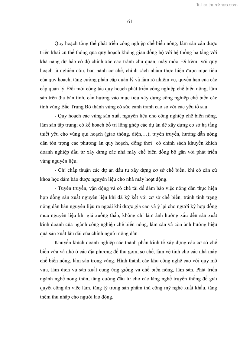Luận án tiến sĩ kinh tế Phát triển công nghiệp chế biến nông, lâm sản trên địa bàn các tỉnh vùng Bắc Trung Bộ - 29 Trang 169