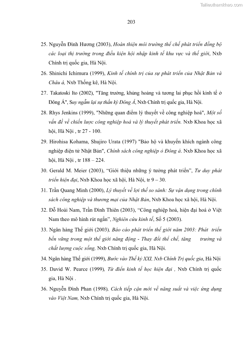 Luận án tiến sĩ kinh tế Phát triển công nghiệp chế biến nông, lâm sản trên địa bàn các tỉnh vùng Bắc Trung Bộ - 36 Trang 211