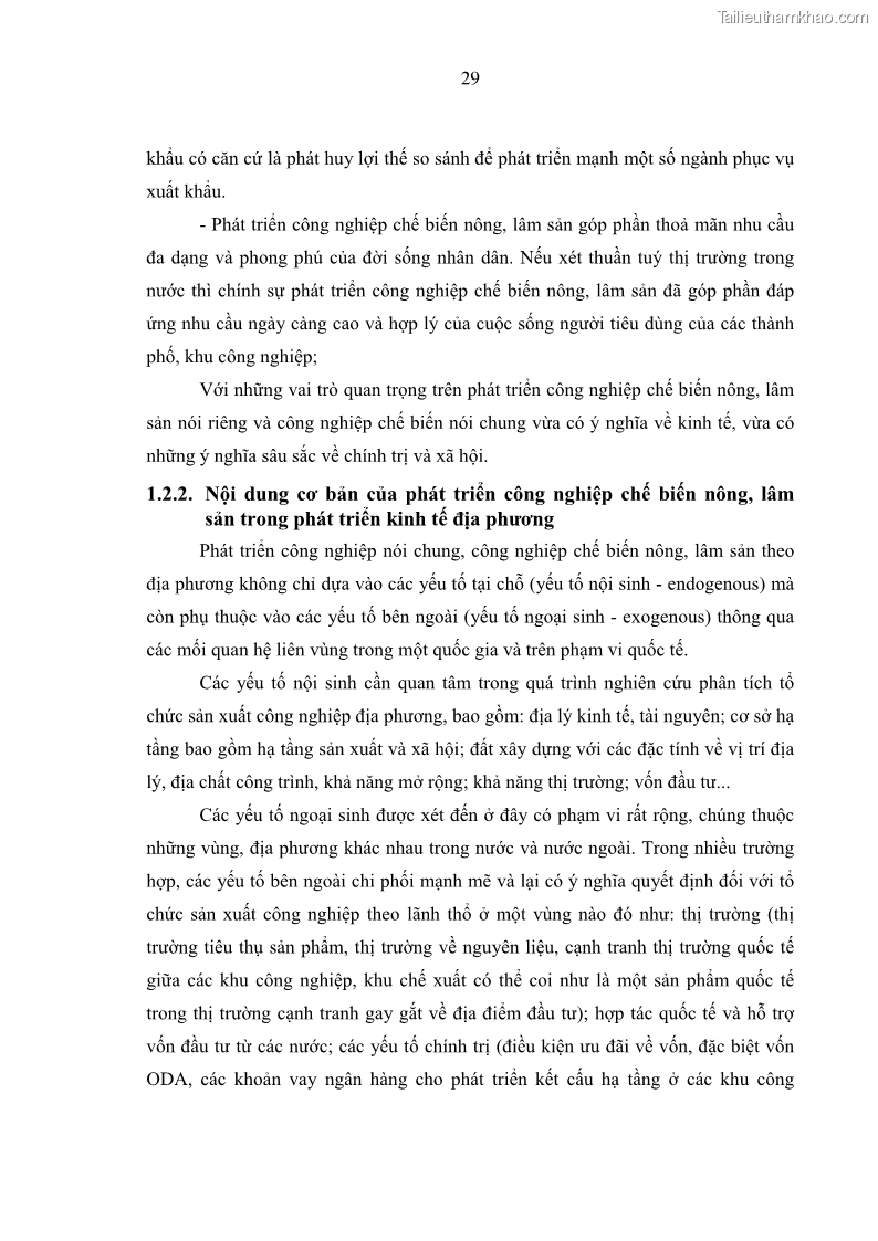 Luận án tiến sĩ kinh tế Phát triển công nghiệp chế biến nông, lâm sản trên địa bàn các tỉnh vùng Bắc Trung Bộ - 7 Trang 37