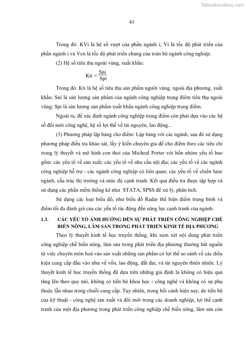 Luận án tiến sĩ kinh tế Phát triển công nghiệp chế biến nông, lâm sản trên địa bàn các tỉnh vùng Bắc Trung Bộ - 9 Trang 49