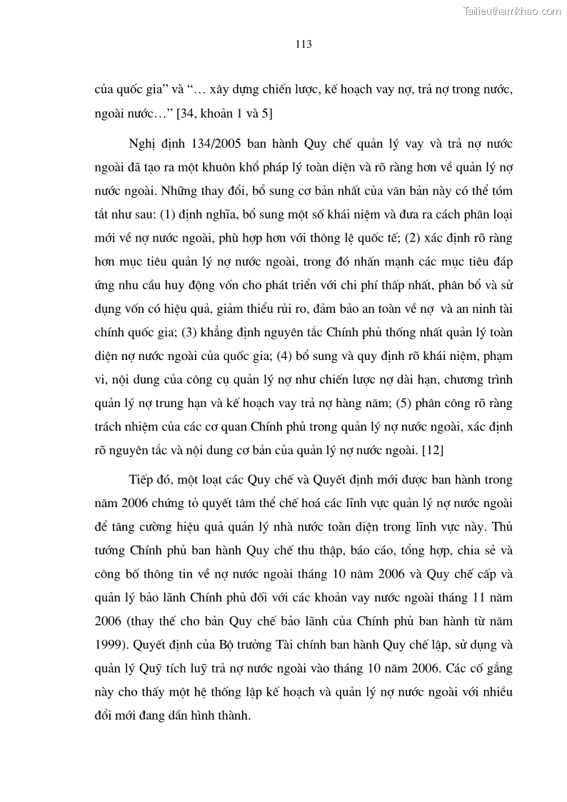 Luận án tiến sĩ kinh tế Tăng cường quản lý nợ nước ngoài ở Việt Nam - 21 Trang 121
