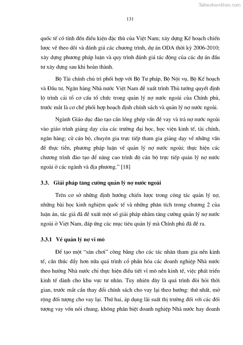 Luận án tiến sĩ kinh tế Tăng cường quản lý nợ nước ngoài ở Việt Nam - 24 Trang 139