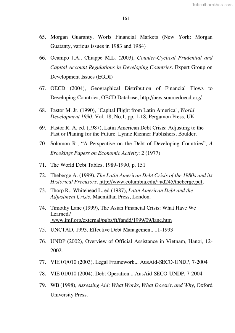 Luận án tiến sĩ kinh tế Tăng cường quản lý nợ nước ngoài ở Việt Nam - 29 Trang 169