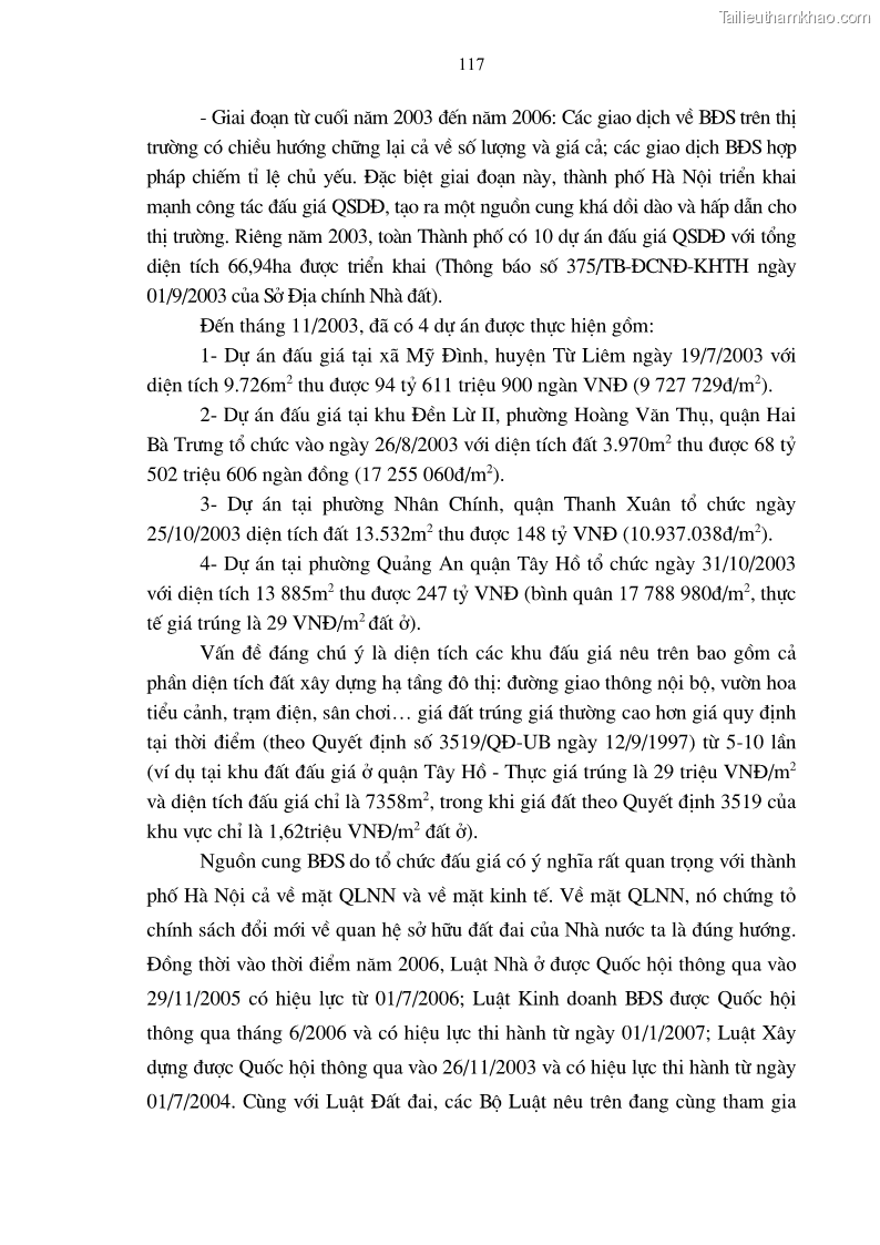 Luận án tiến sĩ kinh tế Tăng cường vai trò quản lý của nhà nước đối với đất đai trong quá trình đô thị hóa ở thành phố Hà Nội - 21 Trang 121