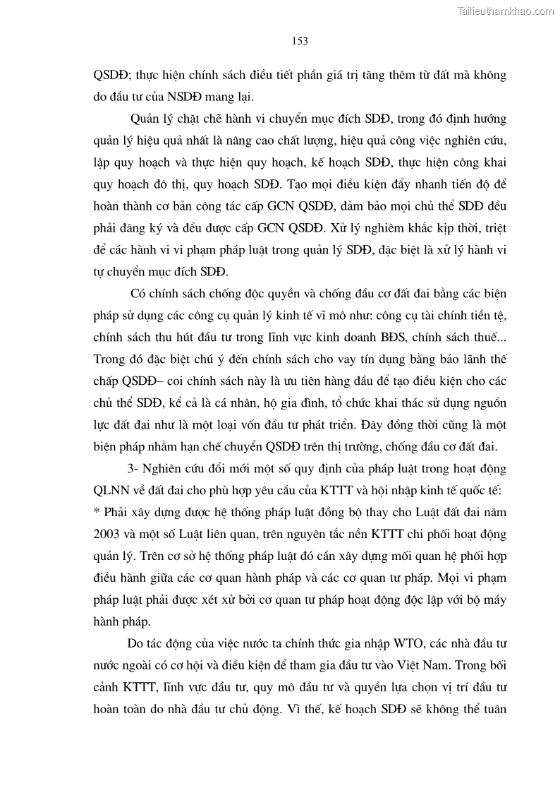 Luận án tiến sĩ kinh tế Tăng cường vai trò quản lý của nhà nước đối với đất đai trong quá trình đô thị hóa ở thành phố Hà Nội - 27 Trang 157