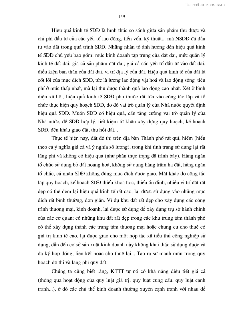 Luận án tiến sĩ kinh tế Tăng cường vai trò quản lý của nhà nước đối với đất đai trong quá trình đô thị hóa ở thành phố Hà Nội - 28 Trang 163