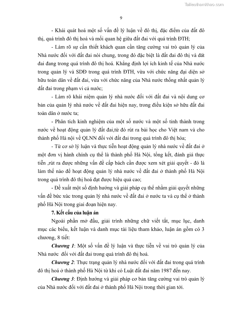 Luận án tiến sĩ kinh tế Tăng cường vai trò quản lý của nhà nước đối với đất đai trong quá trình đô thị hóa ở thành phố Hà Nội - 3 Trang 13