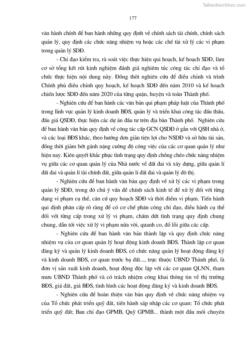 Luận án tiến sĩ kinh tế Tăng cường vai trò quản lý của nhà nước đối với đất đai trong quá trình đô thị hóa ở thành phố Hà Nội - 31 Trang 181