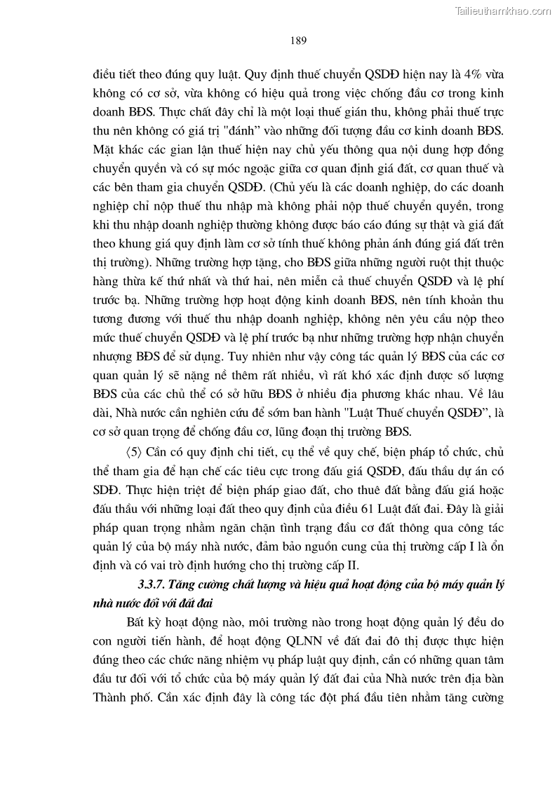 Luận án tiến sĩ kinh tế Tăng cường vai trò quản lý của nhà nước đối với đất đai trong quá trình đô thị hóa ở thành phố Hà Nội - 33 Trang 193