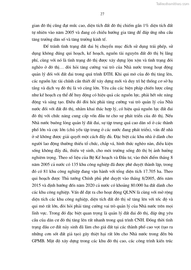 Luận án tiến sĩ kinh tế Tăng cường vai trò quản lý của nhà nước đối với đất đai trong quá trình đô thị hóa ở thành phố Hà Nội - 6 Trang 31