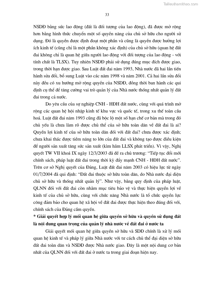 Luận án tiến sĩ kinh tế Tăng cường vai trò quản lý của nhà nước đối với đất đai trong quá trình đô thị hóa ở thành phố Hà Nội - 7 Trang 37