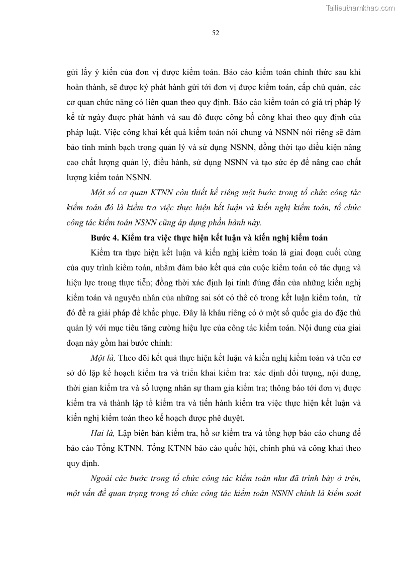 Luận án tiến sĩ kinh tế Tổ chức kiểm toán ngân sách nhà nước do Kiểm toán Nhà nước Việt Nam thực hiện - 11 Trang 61