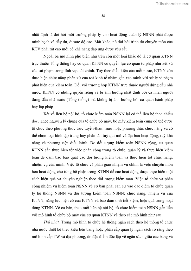 Luận án tiến sĩ kinh tế Tổ chức kiểm toán ngân sách nhà nước do Kiểm toán Nhà nước Việt Nam thực hiện - 12 Trang 67