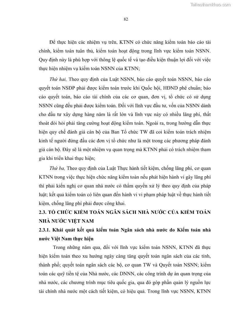 Luận án tiến sĩ kinh tế Tổ chức kiểm toán ngân sách nhà nước do Kiểm toán Nhà nước Việt Nam thực hiện - 16 Trang 91