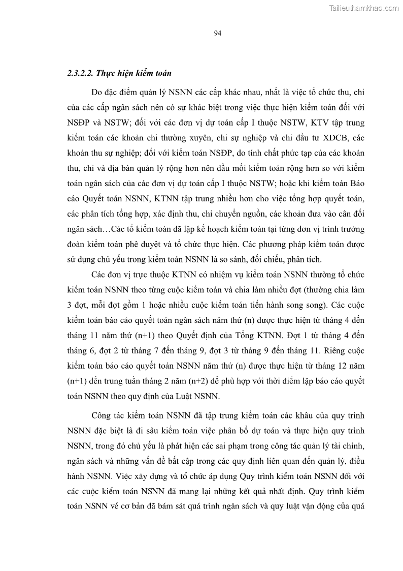 Luận án tiến sĩ kinh tế Tổ chức kiểm toán ngân sách nhà nước do Kiểm toán Nhà nước Việt Nam thực hiện - 18 Trang 103