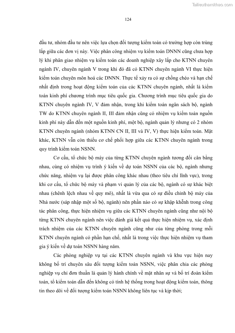 Luận án tiến sĩ kinh tế Tổ chức kiểm toán ngân sách nhà nước do Kiểm toán Nhà nước Việt Nam thực hiện - 23 Trang 133