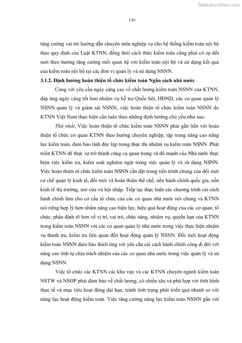 Luận án tiến sĩ kinh tế Tổ chức kiểm toán ngân sách nhà nước do Kiểm toán Nhà nước Việt Nam thực hiện - 25 Trang 145