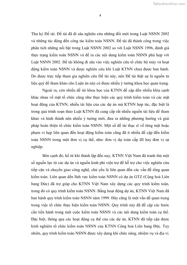 Luận án tiến sĩ kinh tế Tổ chức kiểm toán ngân sách nhà nước do Kiểm toán Nhà nước Việt Nam thực hiện - 3 Trang 13