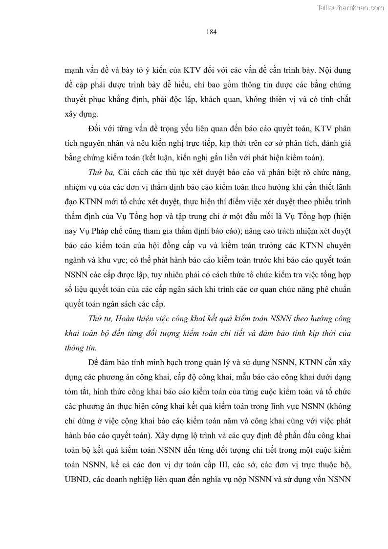 Luận án tiến sĩ kinh tế Tổ chức kiểm toán ngân sách nhà nước do Kiểm toán Nhà nước Việt Nam thực hiện - 33 Trang 193
