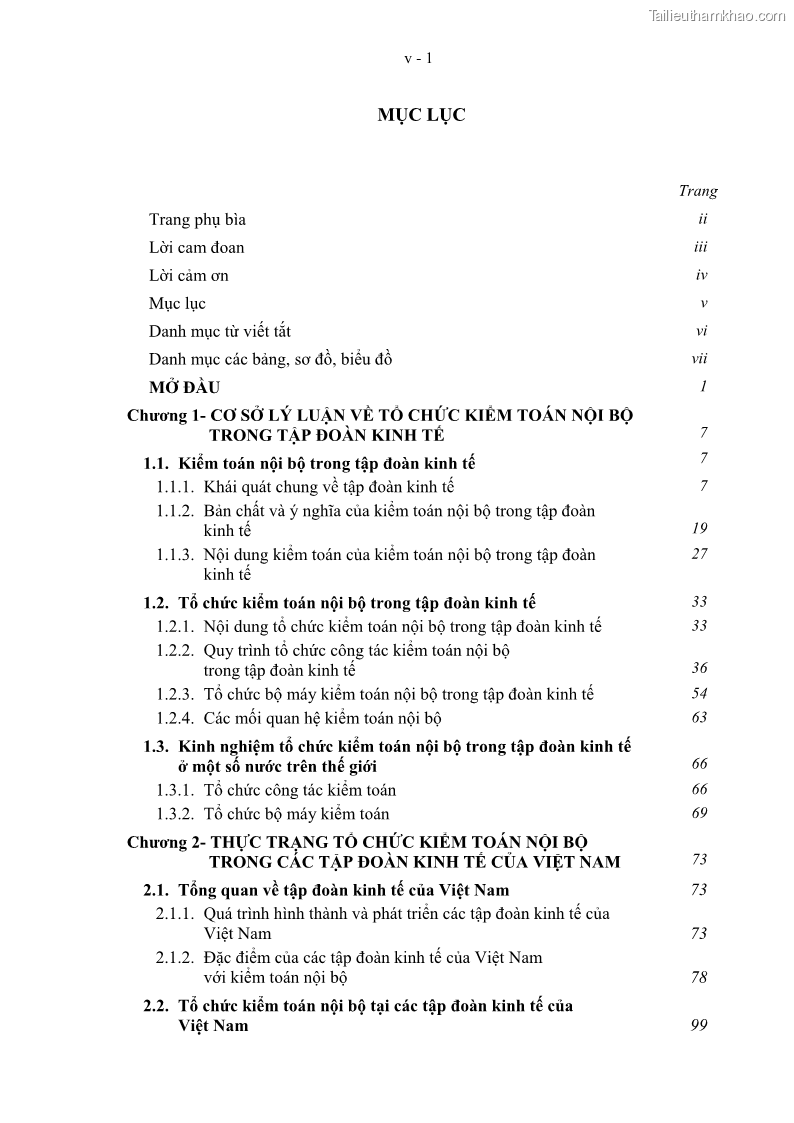Luận án tiến sĩ kinh tế Tổ chức kiểm toán nội bộ trong các tập đoàn kinh tế của Việt Nam - 1 Trang 1