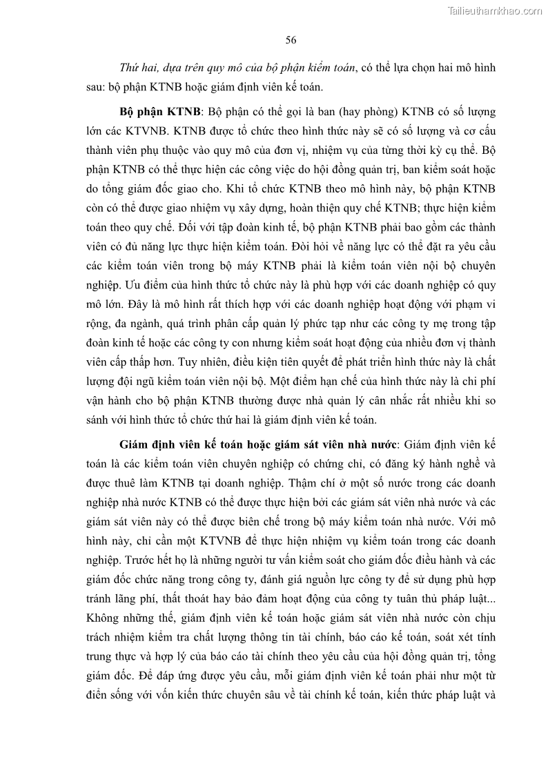 Luận án tiến sĩ kinh tế Tổ chức kiểm toán nội bộ trong các tập đoàn kinh tế của Việt Nam - 11 Trang 61