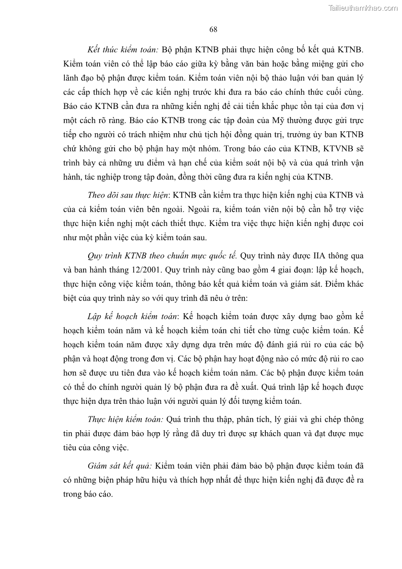 Luận án tiến sĩ kinh tế Tổ chức kiểm toán nội bộ trong các tập đoàn kinh tế của Việt Nam - 13 Trang 73