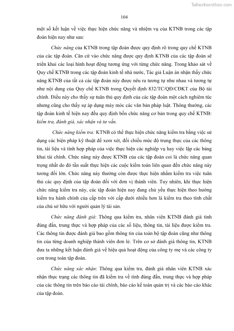 Luận án tiến sĩ kinh tế Tổ chức kiểm toán nội bộ trong các tập đoàn kinh tế của Việt Nam - 19 Trang 109